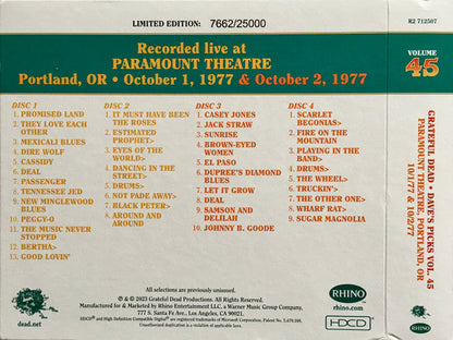 Dave's Picks, Volume 45 (4xCD)(Paramount Theatre, Portland, OR • 10/1-2/77) | Mint (M) Near Mint (NM)-