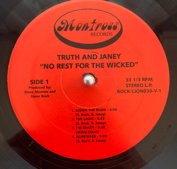 Truth And Janey - No Rest For The Wicked (BLACK VINYL REISSUE LP) | Mint (M) Mint (M)-