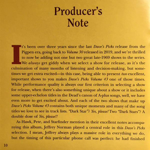 Dave's Picks, Volume 43 (3xCD)(San Francisco, 11/2/69 • Dallas, 12/26/69) | Mint (M) Near Mint (NM)-
