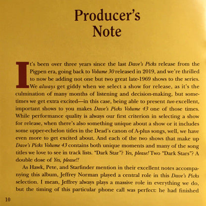 Dave's Picks, Volume 43 (3xCD)(San Francisco, 11/2/69 • Dallas, 12/26/69) | Mint (M) Near Mint (NM)-