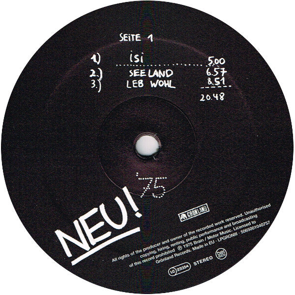 Neu! - Neu! '75 (VINYL) | Mint (M) Mint (M)-