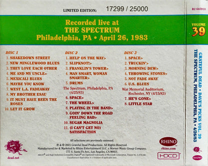 Dave's Picks, Volume 39 (3xCD)(The Spectrum, Philadelphia, PA • 4/26/83) | Mint (M) Near Mint (NM)-