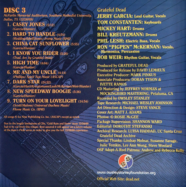 Dave's Picks, Volume 43 (3xCD)(San Francisco, 11/2/69 • Dallas, 12/26/69) | Mint (M) Near Mint (NM)-