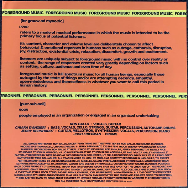 Ron Gallo - Foreground Music | Mint (M) Mint (M)-
