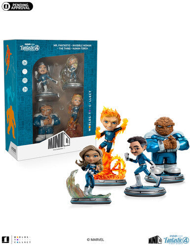Fantastic Four - MiniCo Fantastic Four Metallic First Steps 4 Pack (Large Item, Statue, Collectible,) |-