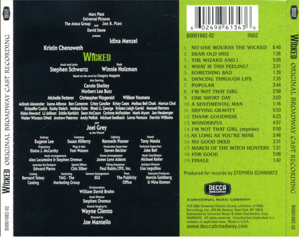 Stephen Schwartz - Wicked (Original Broadway Cast Recording) (CD) | Mint (M) Mint (M)-