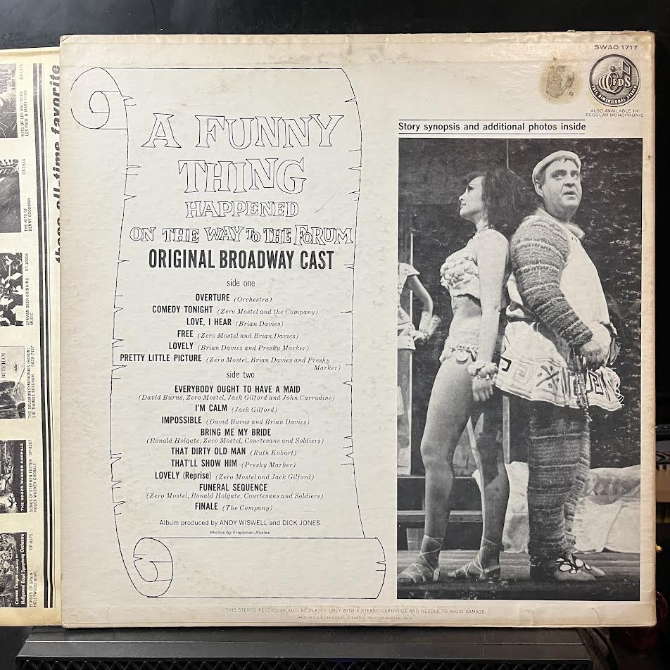 "A Funny Thing Happened On The Way To The Forum" O - A Funny Thing Happened On The Way To The Forum (VINYL) | Excellent+ (EX+) Excellent (EX)--