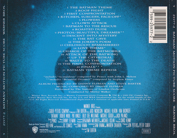 Danny Elfman - Batman (Original Motion Picture Score) (CD) | Excellent (EX) Excellent (EX)--