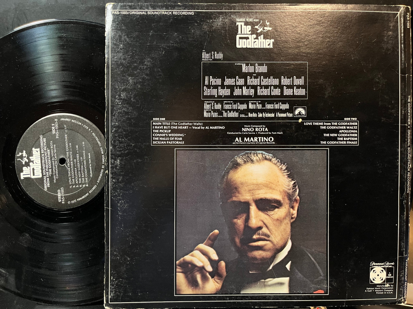 Nino Rota - The Godfather (VINYL LP PARAMOUNT PAS-1003 1972) | USED Excellent (EX) Very Good Plus (VG+)--