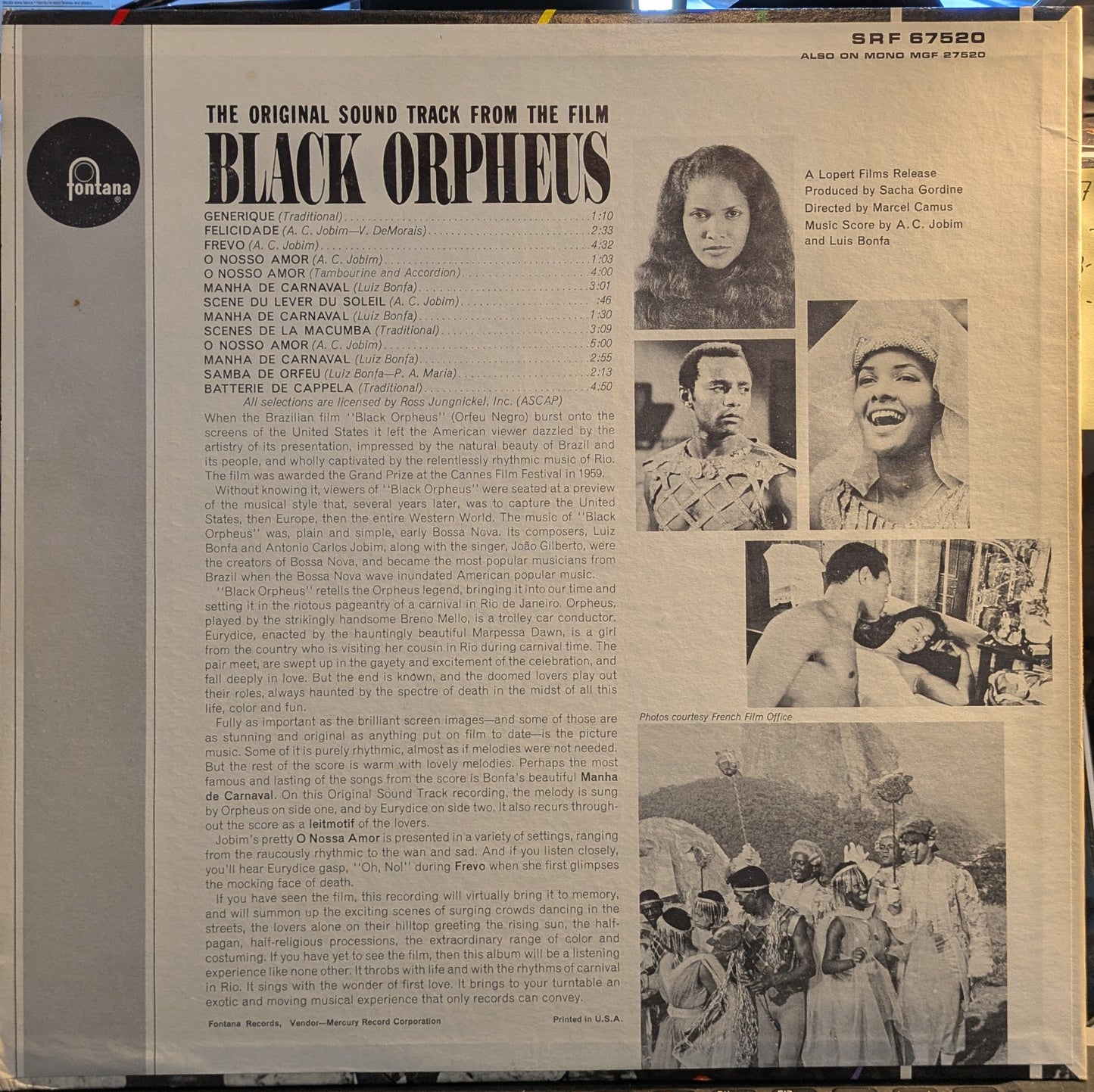 Various - The Original Sound Track From The Film Black Orpheus (VINYL) | Near Mint (NM) Excellent (EX)-