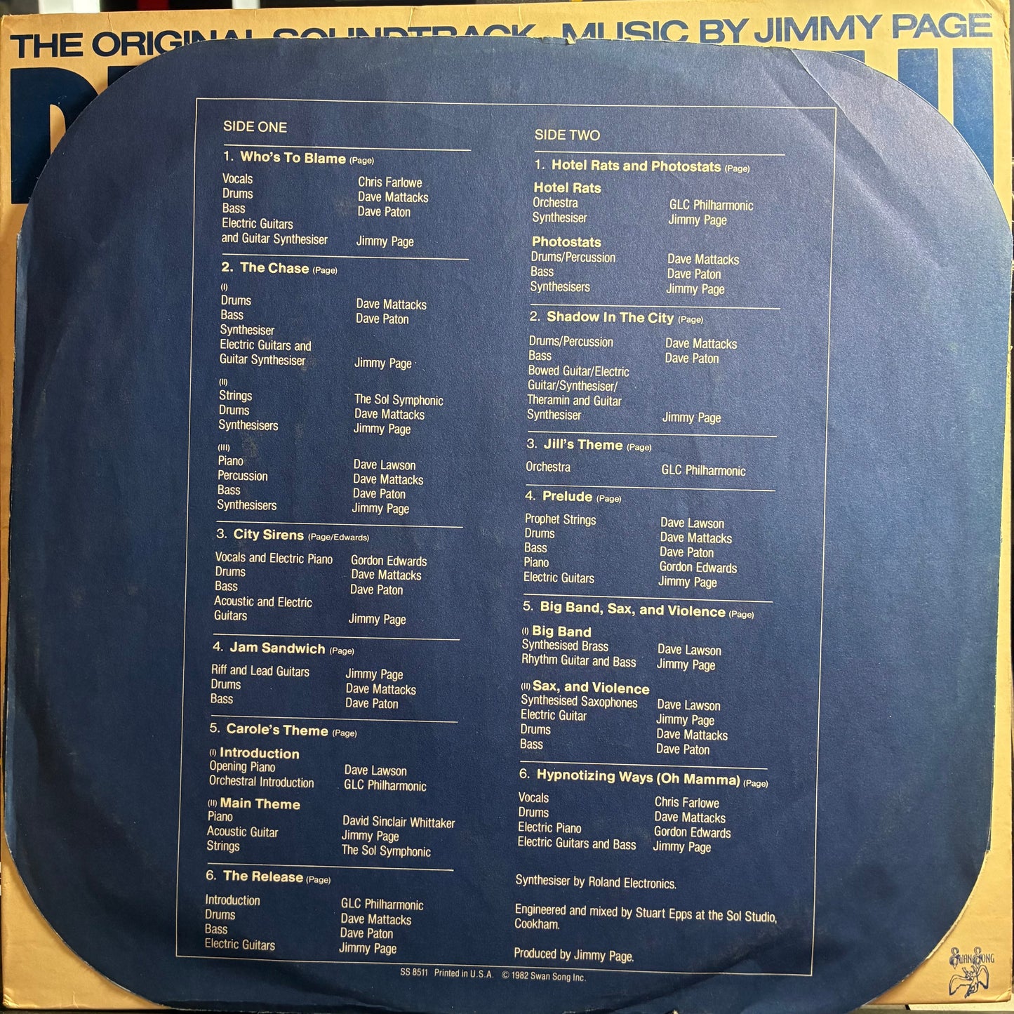 Jimmy Page - Death Wish II (The Original Soundtrack) (VINYL) | Near Mint (NM or M-) Excellent (EX)-