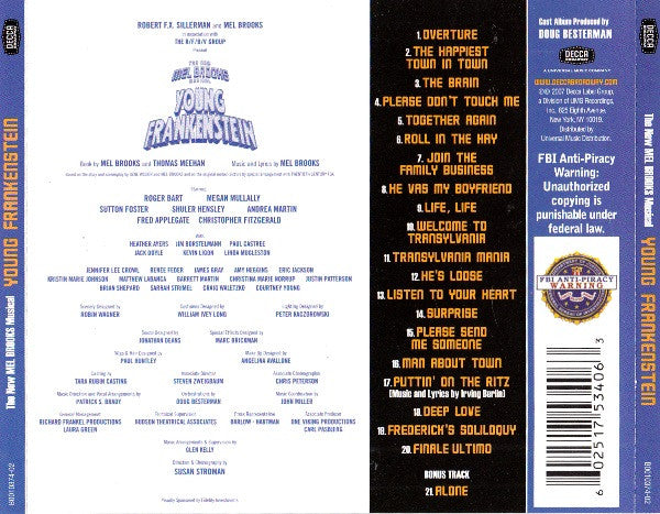 Various - The New Mel Brooks Musical Young Frankenstein - Original Broadway Cast Recording (CD) | Near Mint (NM) Near Mint (NM)-