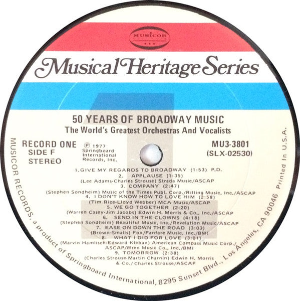 The World's Greatest Orchestras And Vocalists - 50 Years Of Broadway Music | Near Mint (NM) Near Mint (NM)-