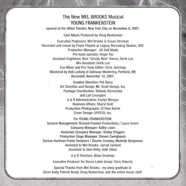 Various - The New Mel Brooks Musical Young Frankenstein - Original Broadway Cast Recording (CD) | Near Mint (NM) Near Mint (NM)-