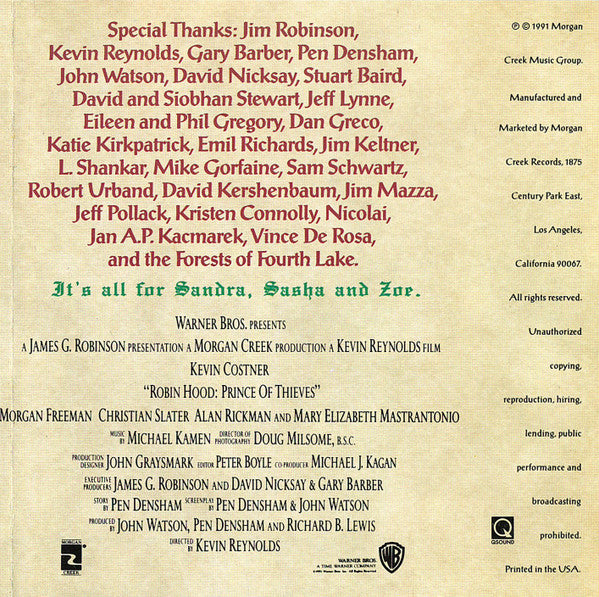 Michael Kamen - Robin Hood: Prince Of Thieves (Original Motion Picture Soundtrack) (CD) | Near Mint (NM) Near Mint (NM)--