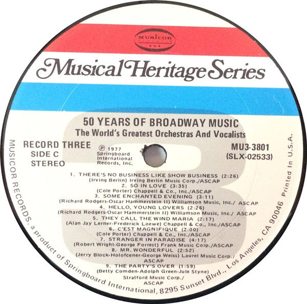 The World's Greatest Orchestras And Vocalists - 50 Years Of Broadway Music | Near Mint (NM) Near Mint (NM)-