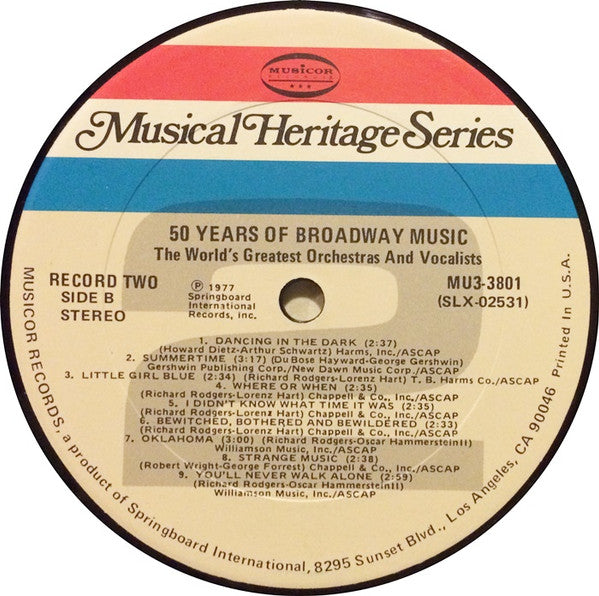The World's Greatest Orchestras And Vocalists - 50 Years Of Broadway Music | Near Mint (NM) Near Mint (NM)-