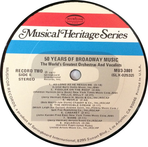 The World's Greatest Orchestras And Vocalists - 50 Years Of Broadway Music | Near Mint (NM) Near Mint (NM)-