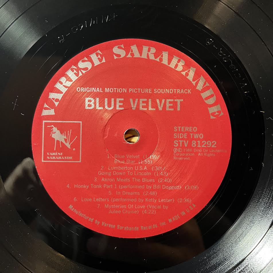Angelo Badalamenti - Blue Velvet (Original Motion Picture Soundtrack) (VINYL) | Near Mint (NM) Excellent+ (EX+)-
