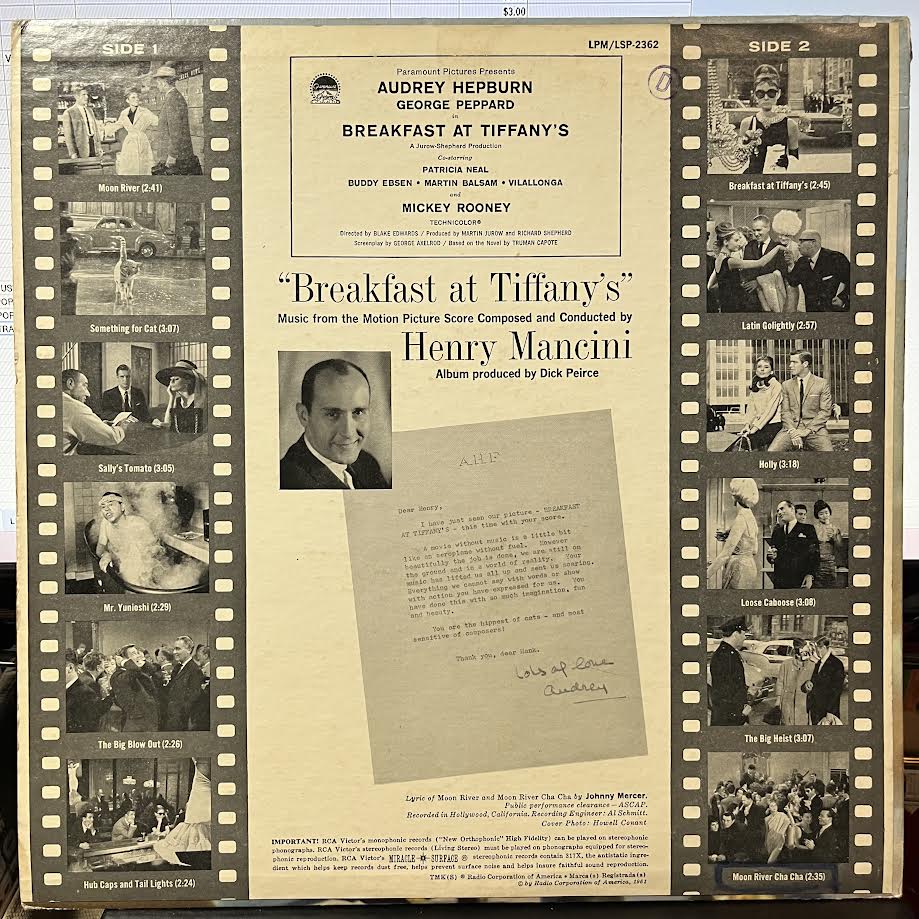 Henry Mancini - Breakfast At Tiffany's (Music From The Motion Picture Score) (VINYL) | Excellent (EX)-