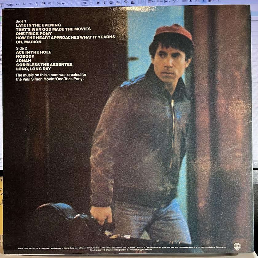 Paul Simon - One-Trick Pony *SPECIALTY 1980* | Near Mint (NM) Near Mint (NM)-