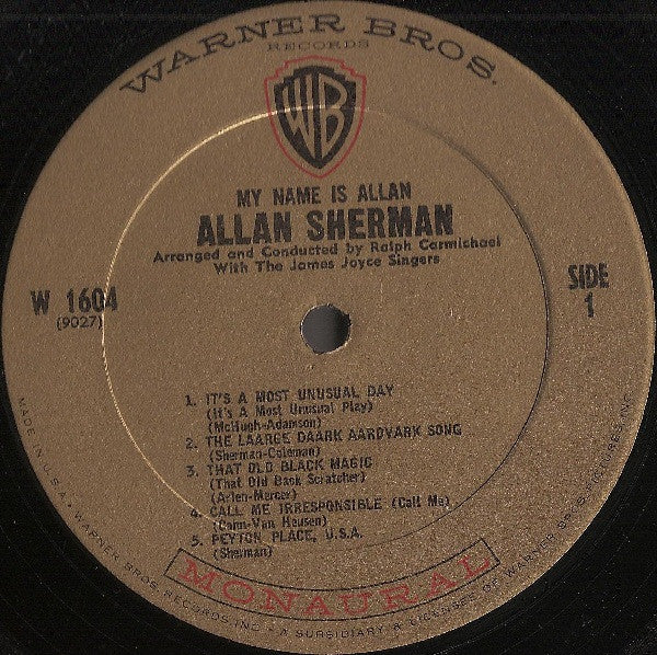 Allan Sherman - My Name Is Allan: Allan Sherman Sings Great Movie Hits & Songs From The Cutting Room Floor (VINYL) | Mint (M) Near Mint (NM)-