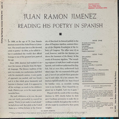 Juan Ramón Jiménez - Reading His Poetry In Spanish | Excellent (EX) Near Mint (NM)--
