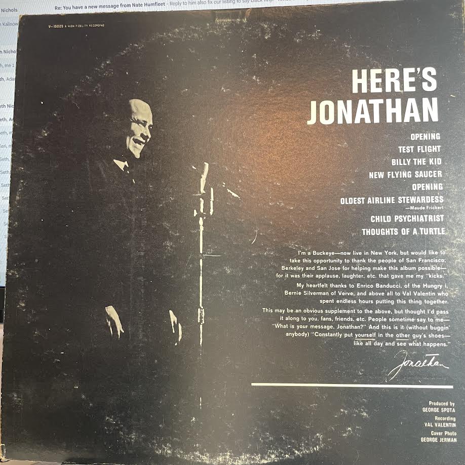 Jonathan Winters - Here's Jonathan (VINYL) | Excellent+ (EX+) Excellent (EX)--