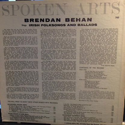 Brendan Behan - Irish Folksongs And Ballads (VINYL) | Near Mint- (NM-) Near Mint (NM)--