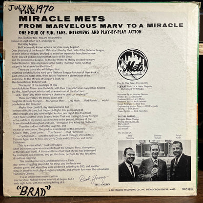The New York Mets - The Miracle Mets - From Marvelous Marv To A Miracle In Play-By-Play Action (VINYL) | Near Mint- (NM-) Excellent (EX)--
