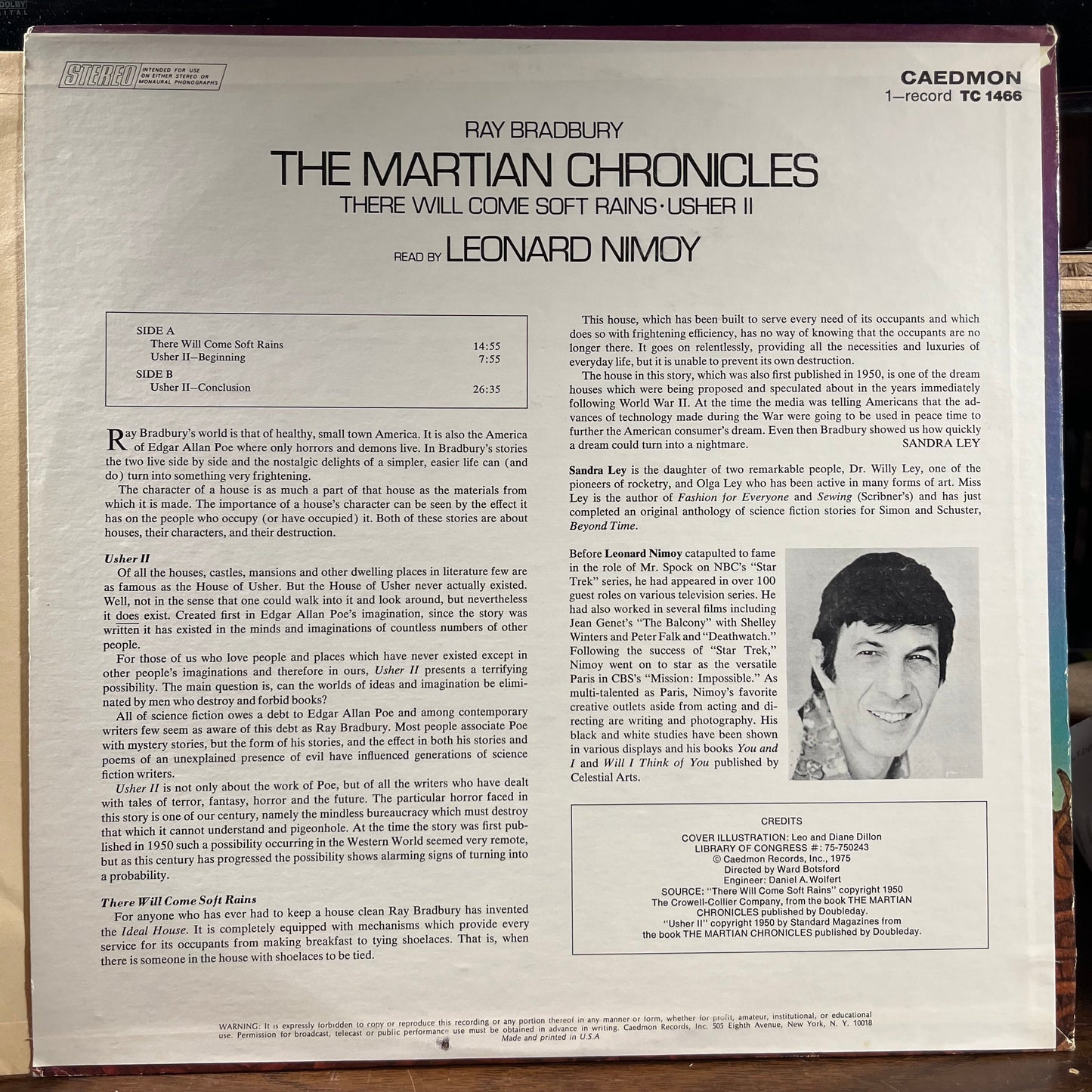 Ray Bradbury - The Martian Chronicles: There Will Come Soft Rains - Usher II (VINYL) | Near Mint (NM) Very Good Plus Plus (VG++)-