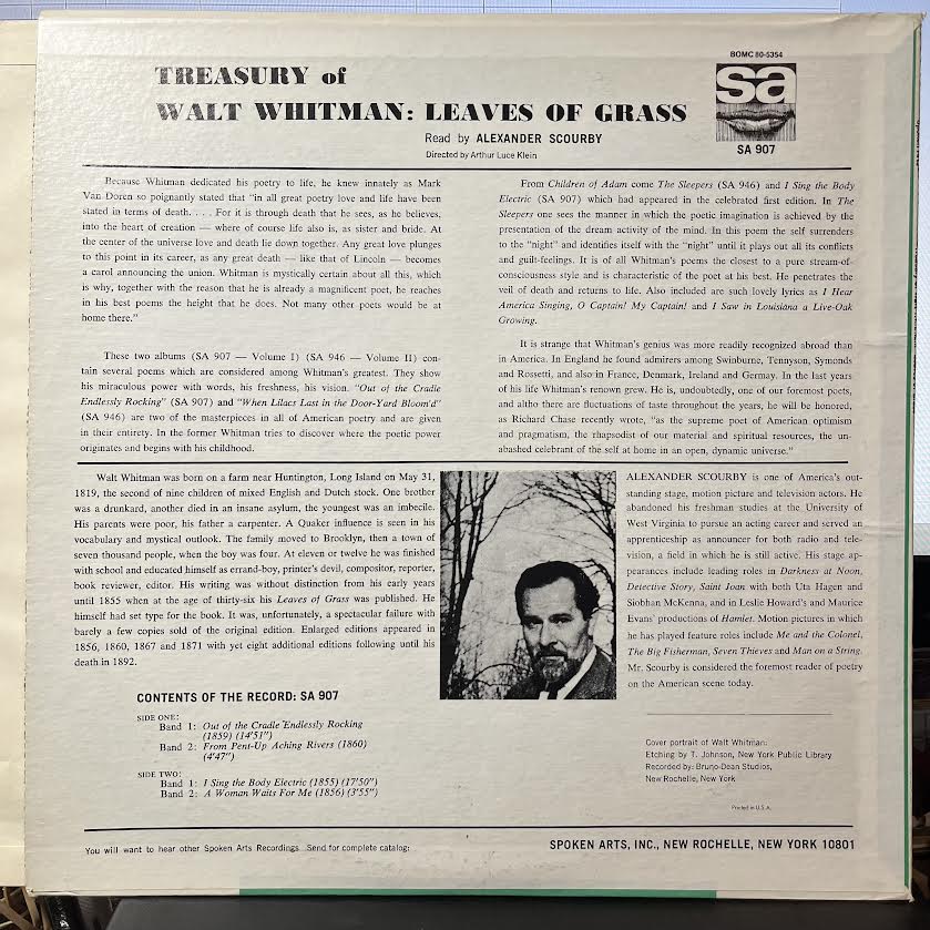 Treasury Of Walt Whitman: Leaves Of Grass (VINYL) | Near Mint (NM) Near Mint (NM)--