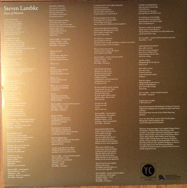 Steve Lambke - Days Of Heaven (VINYL) | Mint (M) Mint (M)-