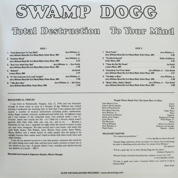 Swamp Dogg - Total Destruction To Your Mind | Mint (M) Mint (M)-