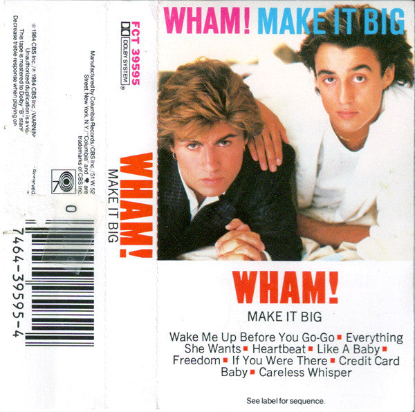Wham! - Make It Big (CASSETTE) | Near Mint (NM or M-) Excellent (EX)--