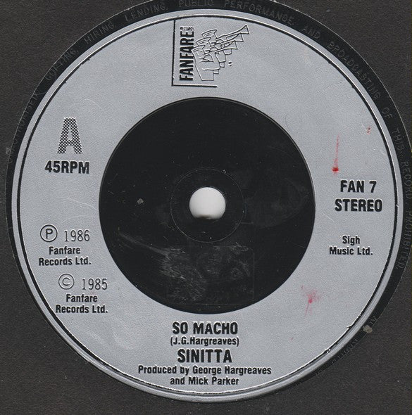 Sinitta - So Macho! *7"* | Near Mint (NM) Near Mint (NM)--