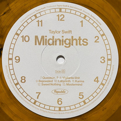 Taylor Swift Midnights Republic Records LP, Album, S/Edition, Mah Mint (M) Mint (M)-