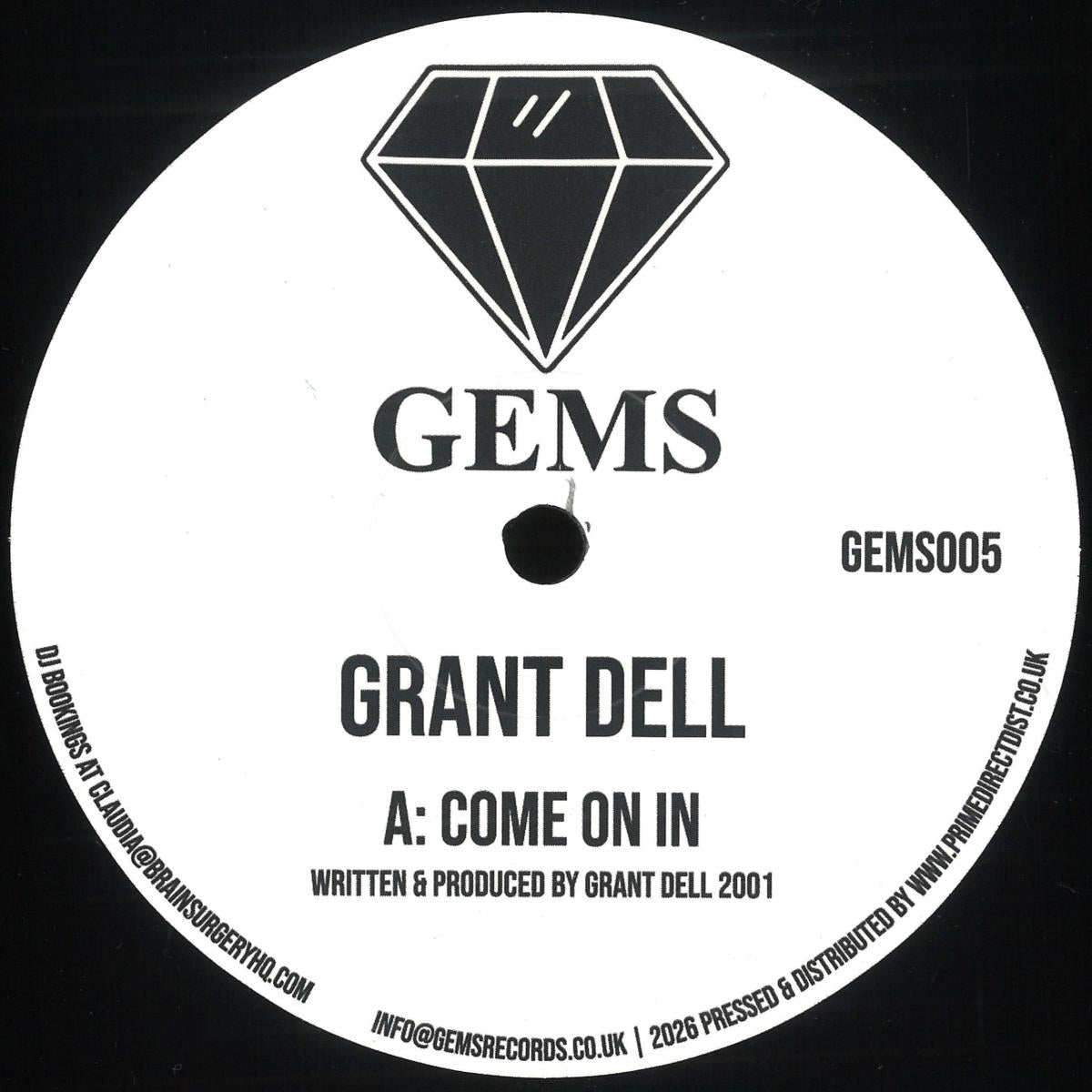 Grant Dell - Come On In / We Go deep (VINYL 12" GEMS GEMS005) | NEW Mint (M) Mint (M)--
