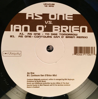 As One - To See Tomorrow / Contours | Near Mint (NM) Near Mint (NM)--