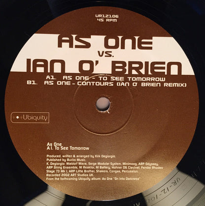 As One - To See Tomorrow / Contours | Near Mint (NM) Near Mint (NM)--