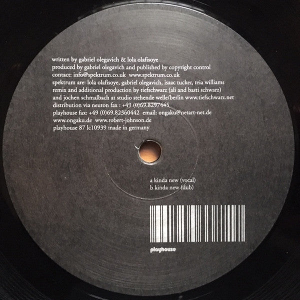 Spektrum - Kinda New (Tiefschwarz Mixes) (VINYL) | Near Mint (NM) Excellent (EX)--