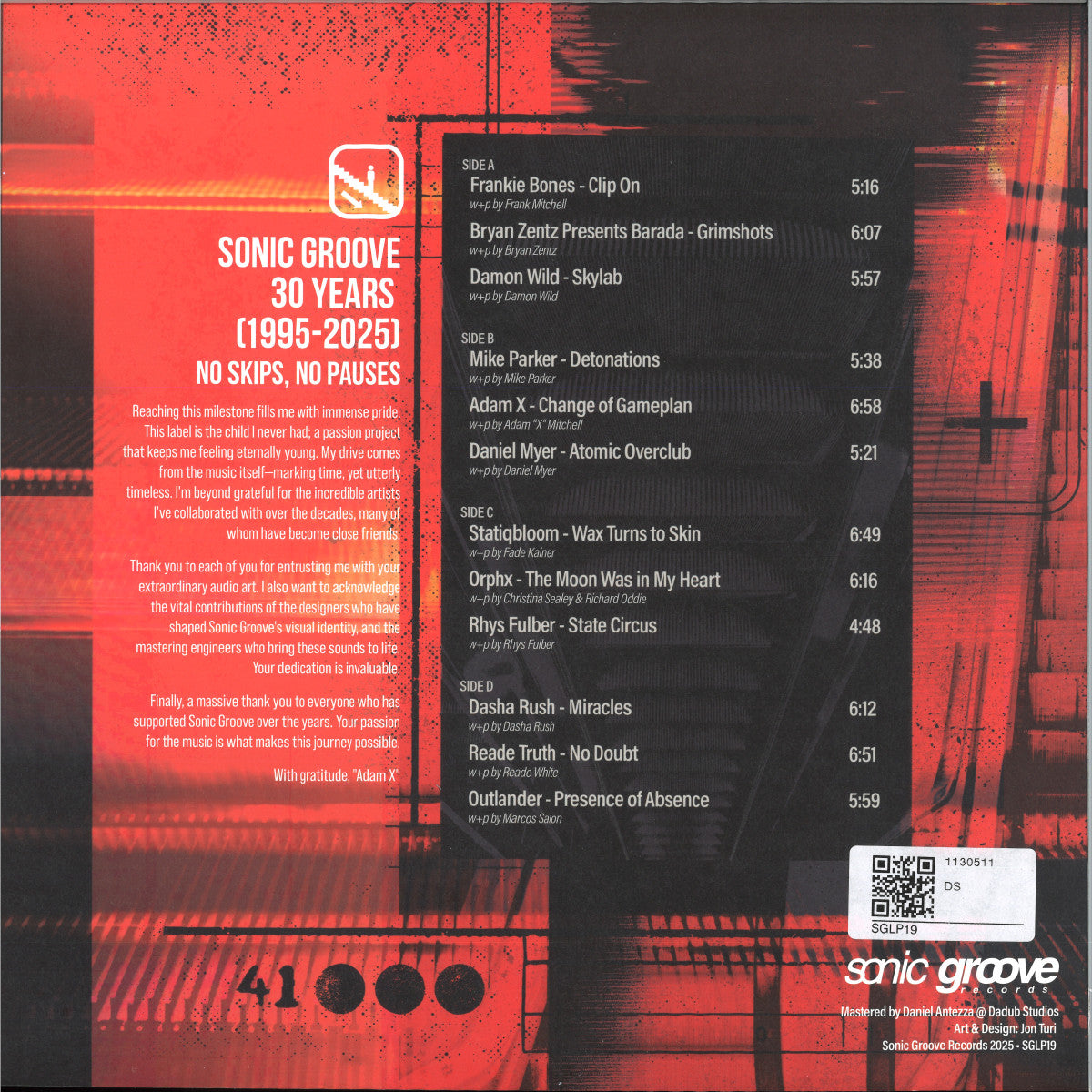Various - Sonic Groove : 30 Years 1995-2025 (VINYL 2x12" Sonic Groove SGLP19 2025) | NEW--