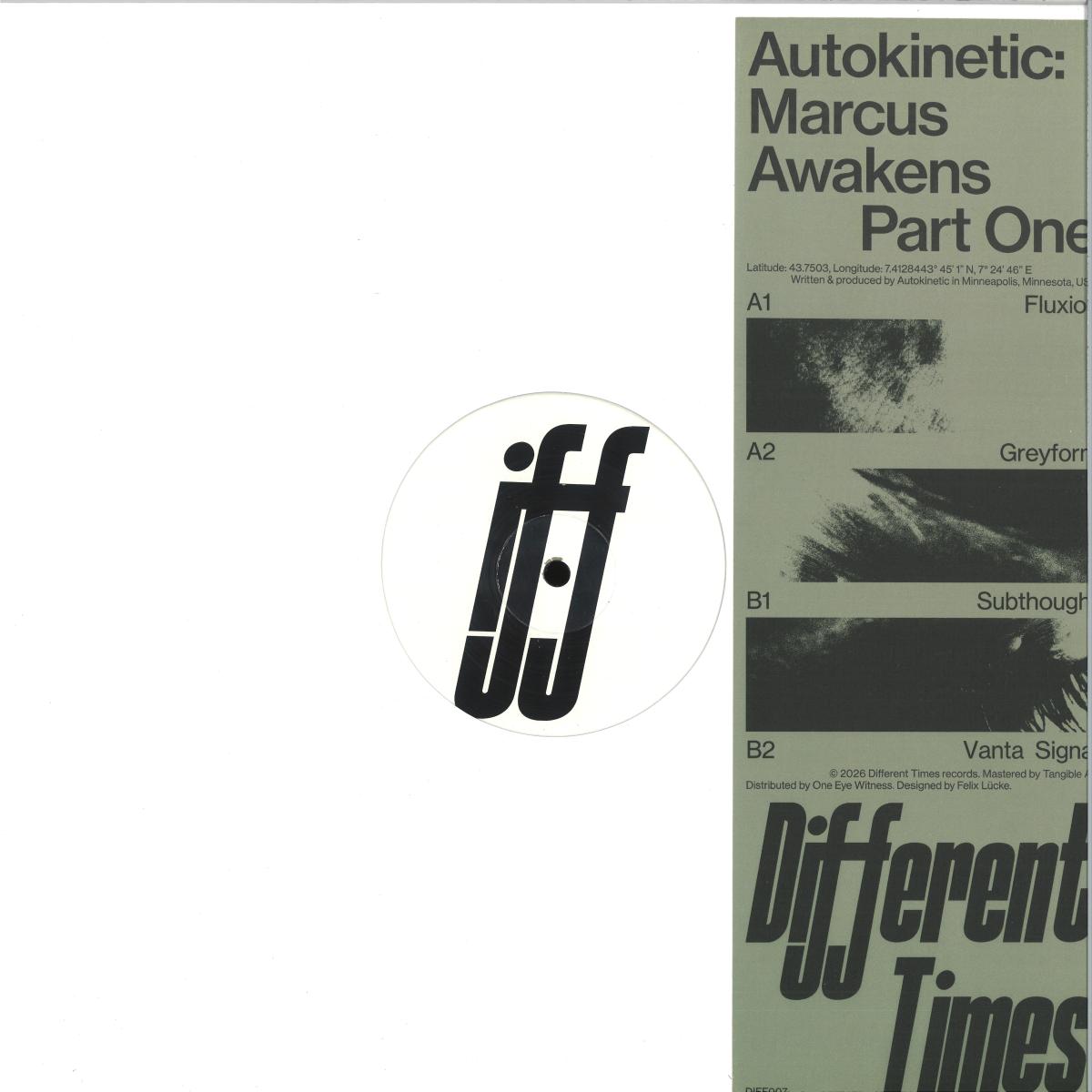 Autokinetic - Marcus Awakens Part One (VINYL 12" Different Times DIFF007) | NEW Mint (M) Mint (M)--