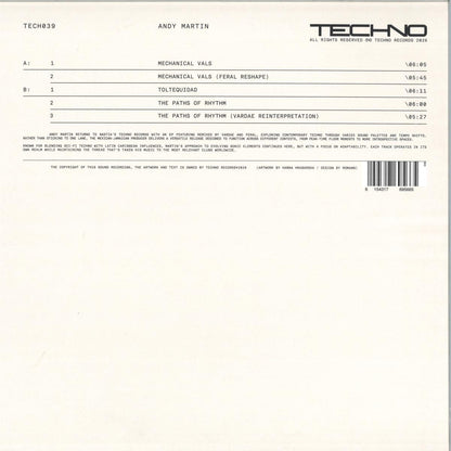 Andy Martin - TECH039 (VINYL 12" TECHNO Records TECH039) | NEW Mint (M) Mint (M)--
