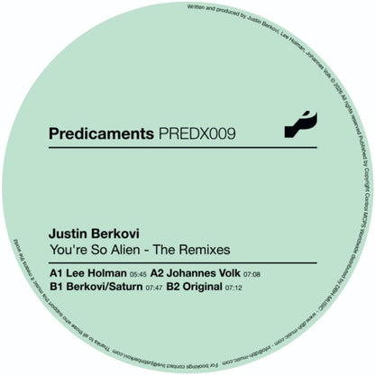 Justin Berkovi - (PRESALE 08/17/26) You're So Alien - The Remixes (VINYL 12" Predicaments PREDX009) | NEW Mint (M) Mint (M)--
