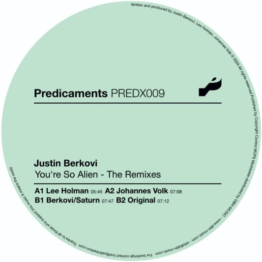 Justin Berkovi - (PRESALE 08/17/26) You're So Alien - The Remixes (VINYL 12" Predicaments PREDX009) | NEW Mint (M) Mint (M)--