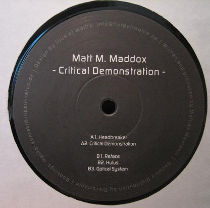 Matt M. Maddox - Critical Demonstration | Excellent (EX) Very Good Plus (VG+)--
