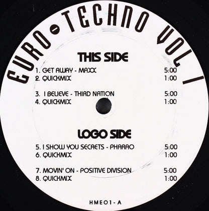 Various - Euro-Techno Vol 1 (12" VINYL) | Excellent (EX) Excellent (EX)--