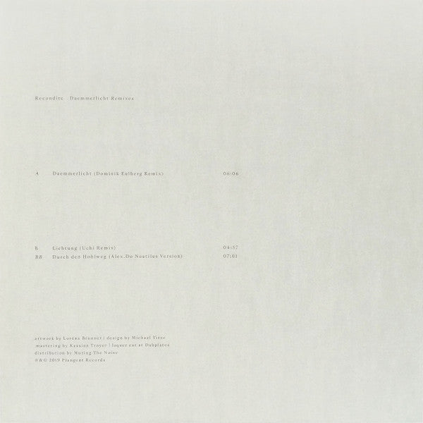 Recondite - Daemmerlicht Remixes EP (12" VINYL) | Excellent (EX) Near Mint (NM)--