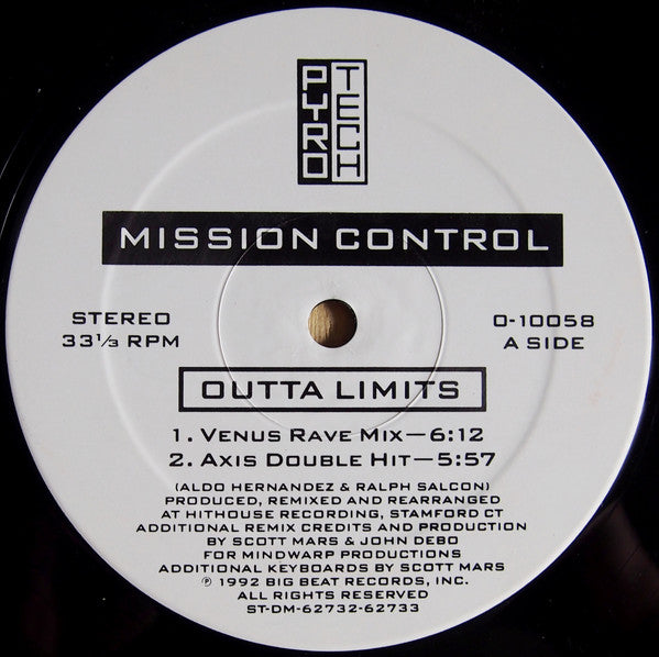 Mission Control - Outta Limits (Remixes) | Excellent (EX) Generic--